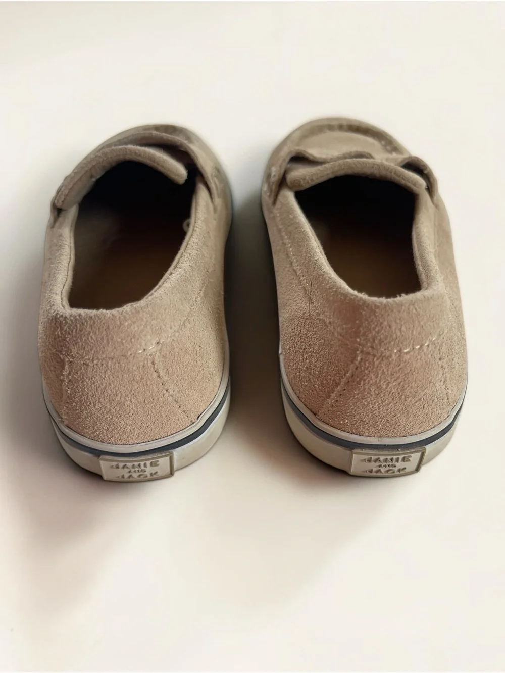 JANIE & JACK EUC Genuine Leather Taupe Beige Suede Penny Loafers